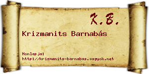 Krizmanits Barnabás névjegykártya