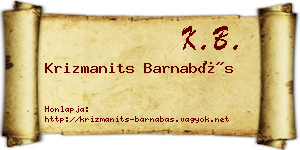 Krizmanits Barnabás névjegykártya
