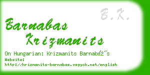 barnabas krizmanits business card